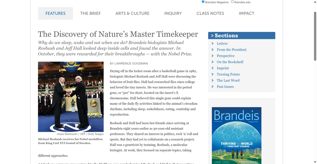 Brandeis Magazine on the discovery